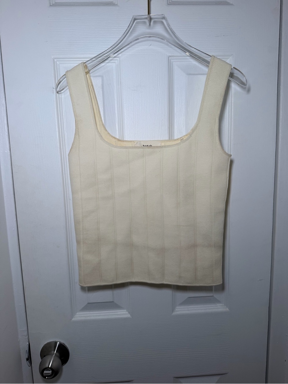 ba&sh Cream Ribbed Square-Neck Tank Top - Picture 2 of 4